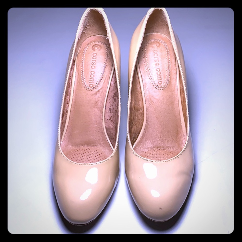 Corso Como Nude Patent Leather Heels
